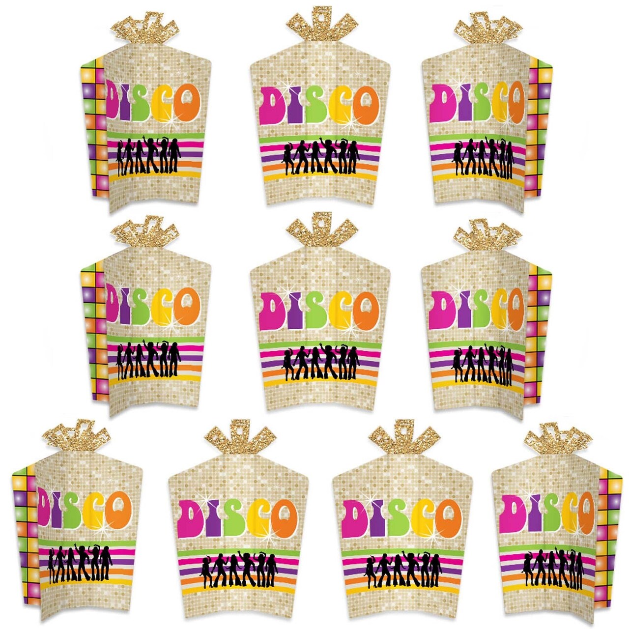 Big Dot of Happiness 70's Disco - Table Decorations - 1970s Disco Fever Party Fold and Flare Centerpieces - 10 Count